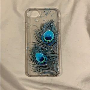 iPhone 6/6s case clear with peacock design.